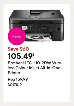 Staples Brother MFC-J1012DW Wireless Colour Inkjet All-in-One Printer offer