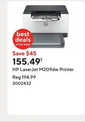 Staples HP LaserJet M209dw Printer offer