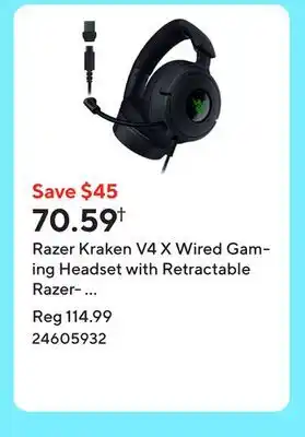 Staples Razer Kraken V4 X Wired Gaming Headset with Retractable Razer- HyperClear Cardioid M offer