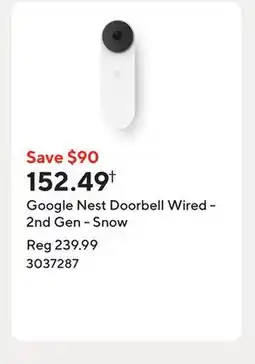 Staples Google Nest Doorbell Wired - 2nd Gen - Snow offer