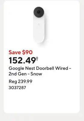 Staples Google Nest Doorbell Wired - 2nd Gen - Snow offer
