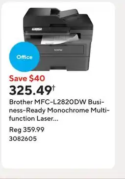 Staples Brother MFC-L2820DW Business-Ready Monochrome Multifunction Laser Printer offer