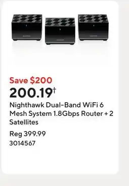 Staples Nighthawk Dual-Band WiFi 6 Mesh System 1.8Gbps Router + 2 Satellites offer