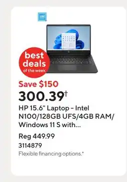 Staples HP 15.6 Laptop - Intel N100/128GB UFS/4GB RAM/Windows 11 S with 1-year of Microsoft 365 offer