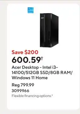 Staples Acer Desktop - Intel i3-14100/512GB SSD/8GB RAM/Windows 11 Home offer