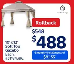 Walmart 10' x 12' Soft Top Gazebo offer