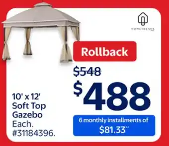 Walmart 10' x 12' Soft Top Gazebo offer