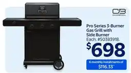 Walmart Pro Series 3 Burner Gas Grill with Side Burner offer