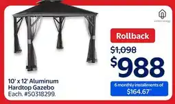 Walmart 10' x 12' Aluminum Hardtop Gazebo offer