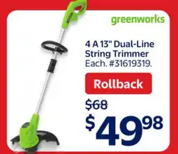 Walmart 4 A 13 Dual-Line String Trimmer offer