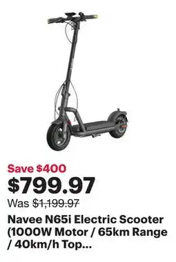 Best Buy Navee N65i Electric Scooter (1000W Motor / 65km Range / 40km/h Top Speed) - Black offer