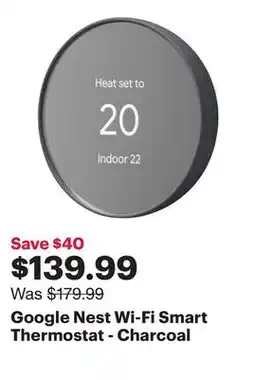 Best Buy Google Nest Wi-Fi Smart Thermostat - Charcoal offer