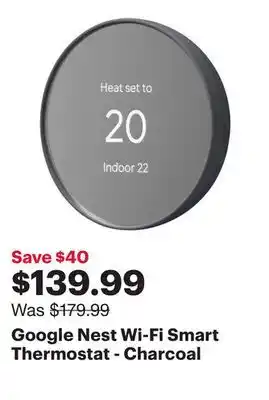 Best Buy Google Nest Wi-Fi Smart Thermostat - Charcoal offer