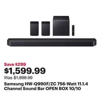 Best Buy Samsung HW-Q990F/ZC 756-Watt 11.1.4 Channel Sound Bar OPEN BOX 10/10 offer