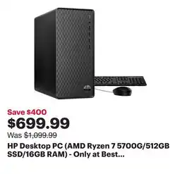 Best Buy HP Desktop PC (AMD Ryzen 7 5700G/512GB SSD/16GB RAM) - Only at Best Buy offer