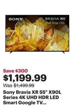 Best Buy Sony Bravia XR 55 X90L Series 4K UHD HDR LED Smart Google TV (XR55X90L) offer