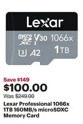 Best Buy Lexar Professional 1066x 1TB 160MB/s microSDXC Memory Card offer