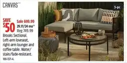 Canadian Tire Canvas Brooks Sectional lLeft Arm Loveseat and Right-arm Lounger and Coffee Table offer