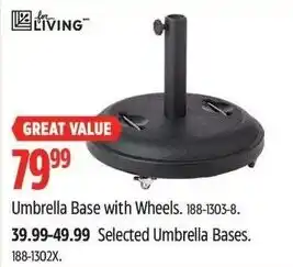 Canadian Tire LIVING Umbrella Base with Wheels offer