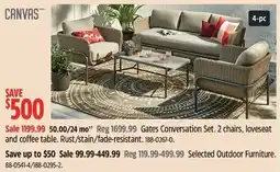 Canadian Tire CanvasGates Conversation Set. 2 chairs, loveseat and coffee table. Rust/stain/fade-resistant offer