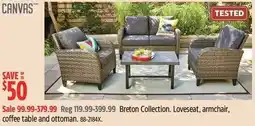 Canadian Tire Breton Collection. Loveseat, armchair, coffee table and ottoman offer