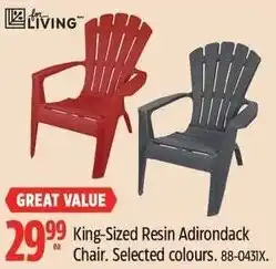 Canadian Tire LIVING King-Sized Resin Adirondack Chair offer