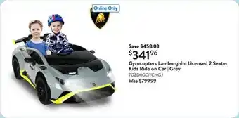 Walmart Gyrocopters Lamborghini Licensed 2 Seater Kids Ride on Car | Grey offer