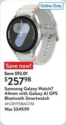 Walmart Samsung Galaxy Watch7 44mm with Galaxy AI GPS Bluetooth Smartwatch offer