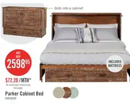 The Brick Parker Cabinet Bed with Memory Foam Mattress, Weathered Brown - Queen Size offer