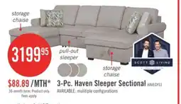 The Brick Scott Living Haven 3-Piece Chenille Fabric Sleeper Sectional with Two Storage Chaises - Grey offer