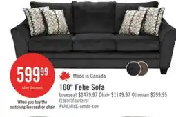The Brick Made in Canada Febe 100 Chenille Fabric Sofa with Flared Arms and Accent Pillows - Charcoal Grey offer