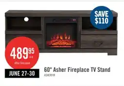 The Brick Asher 60 Rustic Electric Fireplace TV Stand with Storage & Cable Management for TVs up to 65- Bro offer