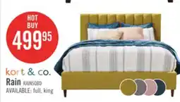 The Brick Kort & Co. Rain Upholstered Platform Bed in Green Fabric, Tufted - Queen Size offer