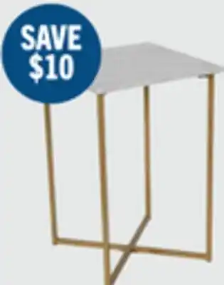 The Brick Mia 15.75 Faux Marble Chairside Table - White & Gold offer