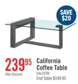 The Brick California 47.25 Modern Glass Top Coffee Table - Distressed Grey offer