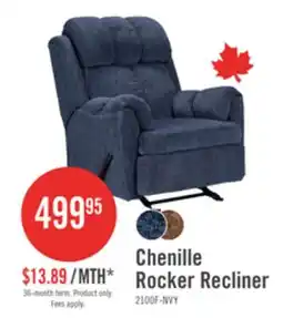 The Brick Made in Canada 35 Chenille Fabric Rocker Reclining Chair - Navy Blue offer