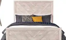 The Brick Lark Panel Bed with Headboard & Frame, Chevron Pattern, Rustic White - Queen Size offer