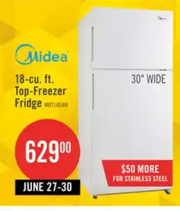The Brick Midea 18 Cu. Ft. Top-Freezer Refrigerator - MRT18S4AWW offer
