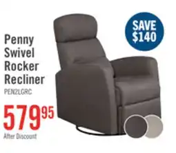 The Brick Penny 29.1 Linen-Look Fabric Swivel Rocker Reclining Chair - Grey offer
