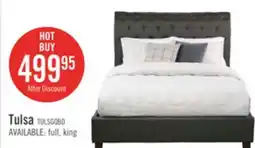 The Brick Tulsa Upholstered Platform Bed in Grey Vegan-Leather Fabric, Button Tufted - Queen Size offer
