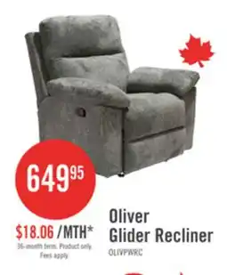 The Brick Made in Canada Oliver 40 Chenille Fabric Glider Reclining Chair - Addison Pewter Grey offer