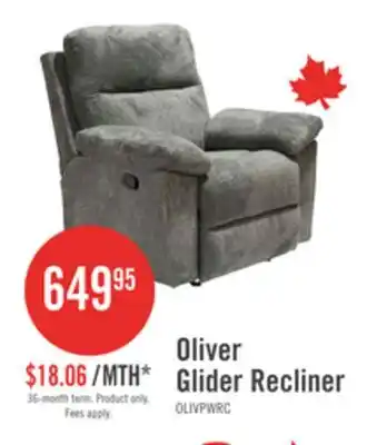 The Brick Made in Canada Oliver 40 Chenille Fabric Glider Reclining Chair - Addison Pewter Grey offer