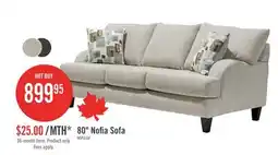 The Brick Made in Canada Nofia 80 Chenille Fabric Sofa with Two Accent Pillows and Wood Legs - Linen Beige offer