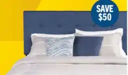 The Brick Page Upholstered Bed in Blue Linen-Look Fabric, Button Tufted - Queen Size offer