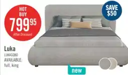 The Brick Luka Upholstered Platform Bed in Grey Polyester Fabric, Modern - Queen Size offer