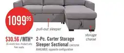 The Brick Carter 2-Piece Right-Facing Linen-Look Fabric Sleeper Sectional with Storage Chaise - Solis Grey offer