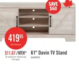 The Brick Davin 61 Rustic TV Stand with Storage and Cable Management for TVs up to 70- Whitewash offer