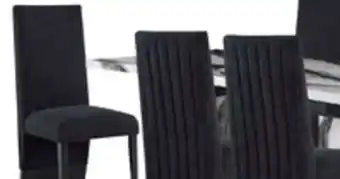 The Brick Vega 7pc Dining Set with Table & 6 Chairs, Marble Look, Pedestal Base, 82W - Black & White offer