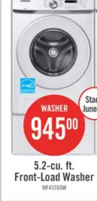 The Brick Samsung 5.2 Cu. Ft. Front-Load Washer - White - Stackable - WF45T6000AW/A5 offer