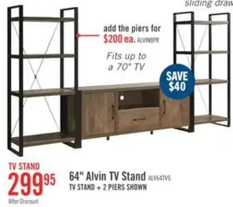 The Brick The Brick Alvin 64 Modern TV Stand with Storage and Cable Management for TVs up to 70- Hazelnut offer